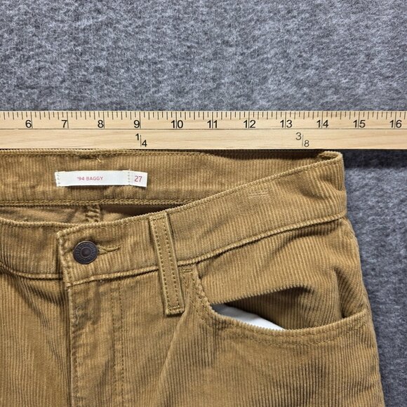 Levis 94 Baggy Corduroy Pants Womens 27x31 Brown Tan Straight Leg 5 Pocket - Picture 6 of 12